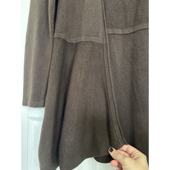 Napa Valley Chocolate Brown Long Line Open Front Cardigan Size Medium Classic - Picture 4 of 6
